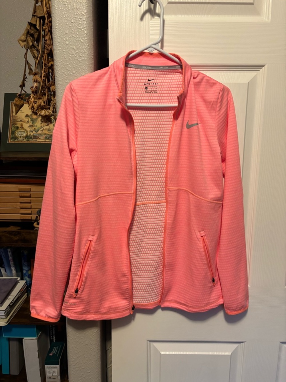 Nike Women's Coral Pink Dri-FIT Zip-Up Training Jacket